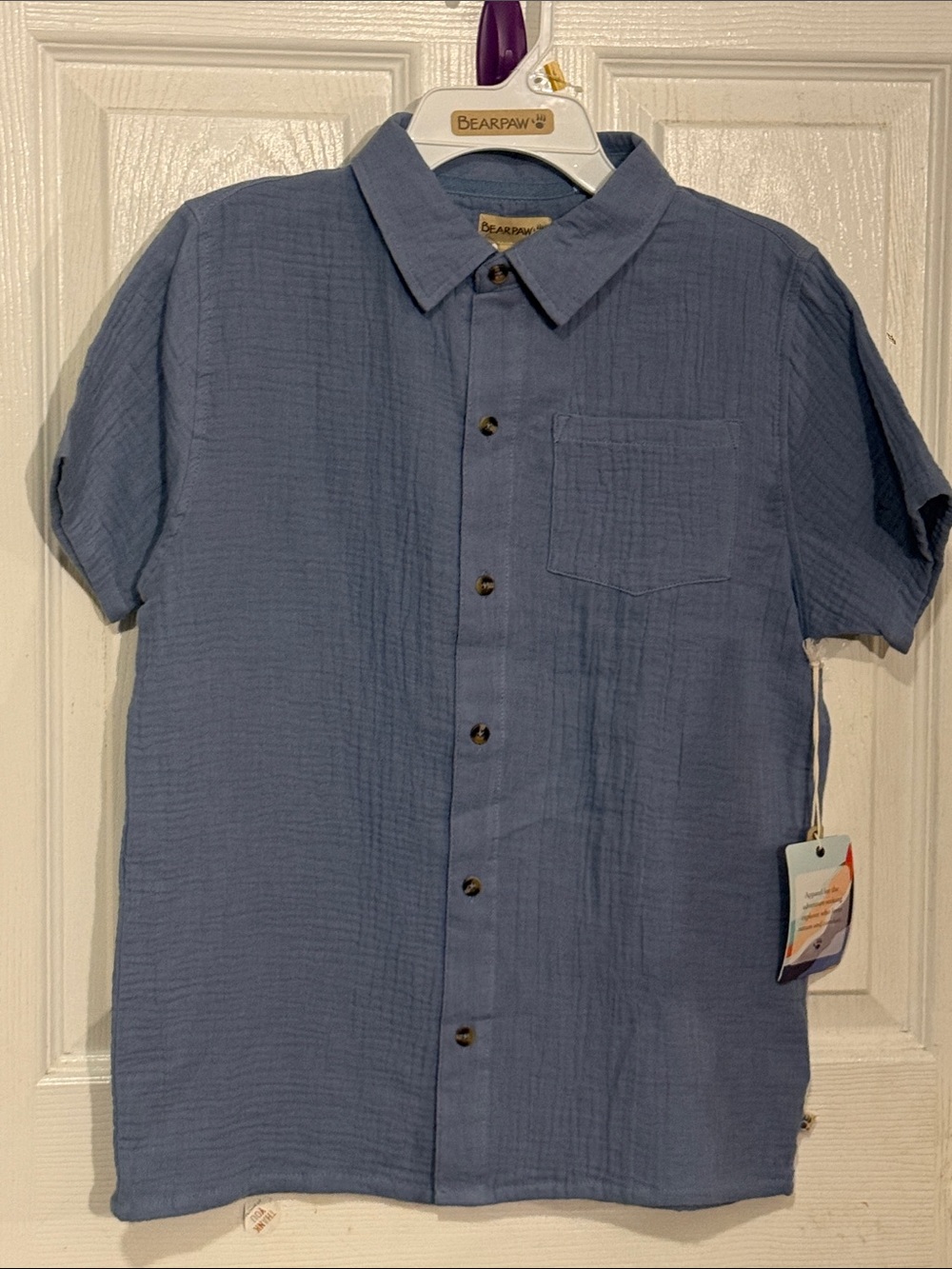 BearPaw Boy’s Short-Sleeve Button-Down Shirt in Slate Blue